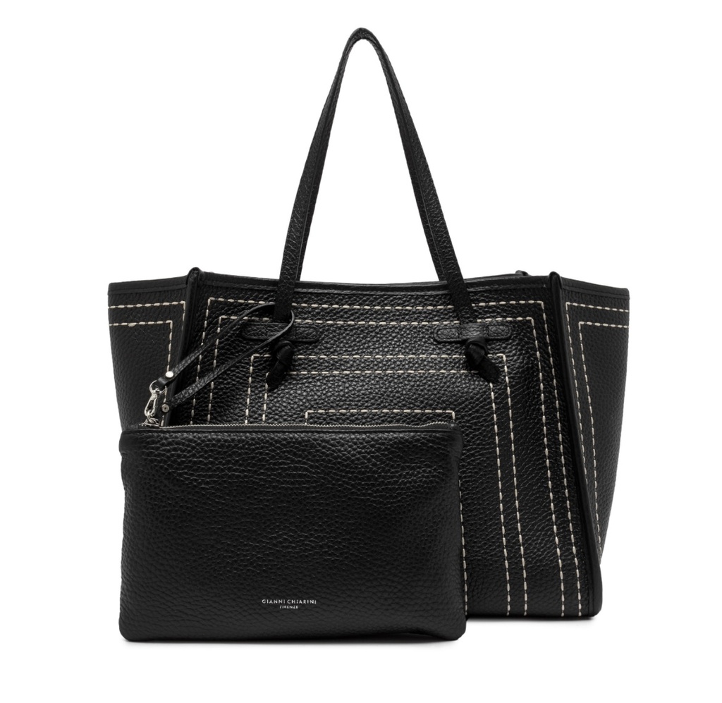 MARCELLA CABAS CUIR PIQUE NOIR 